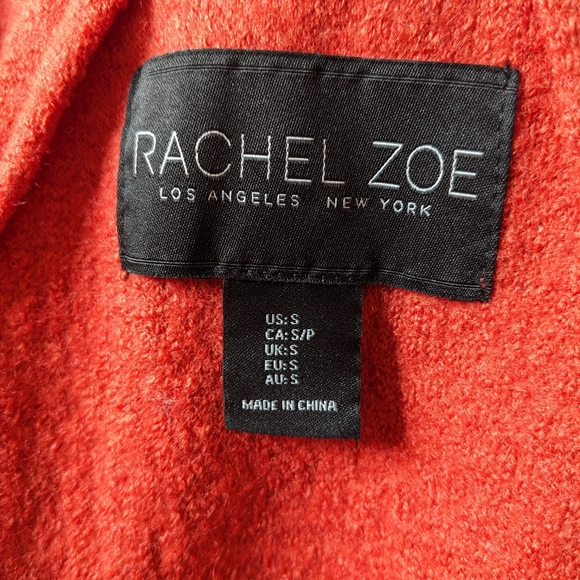 Rachel Zoe Orange Open Wool Blend Coat Jacket - Picture 3 of 7